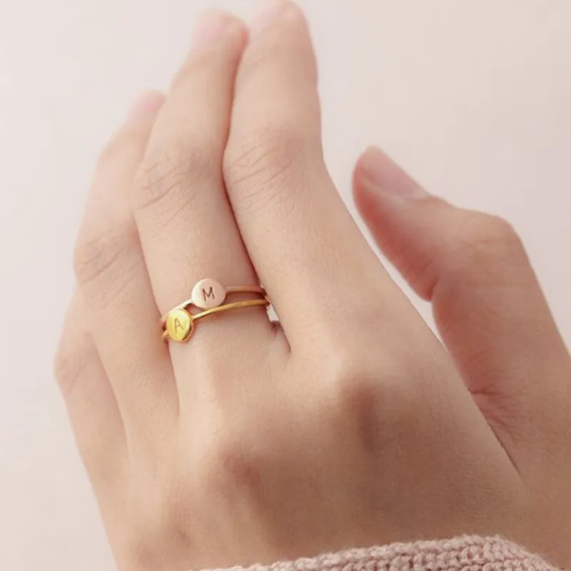 1 PC Custom Stackable Initial Ring