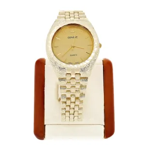 10k Yellow Gold Link Geneve Diamond Wrist Watch 8"-8.5" 49 grams
