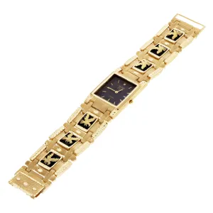 14k Yellow Gold Watch Band Eagle & Black Onyx Geneve Diamond Watch 7.5" 73.4 grams