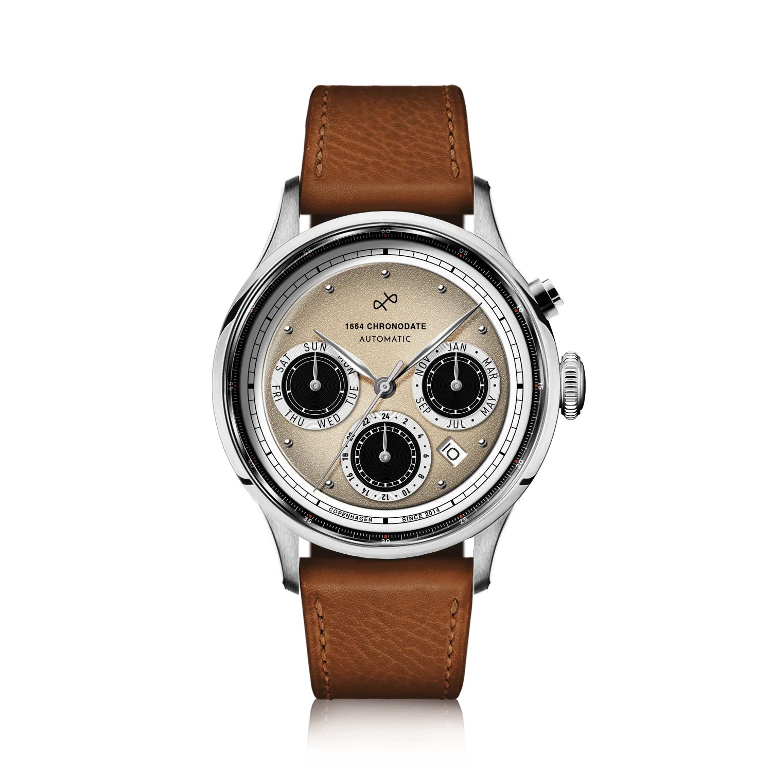 1564 Chronodate Automatic, Steel / Off White