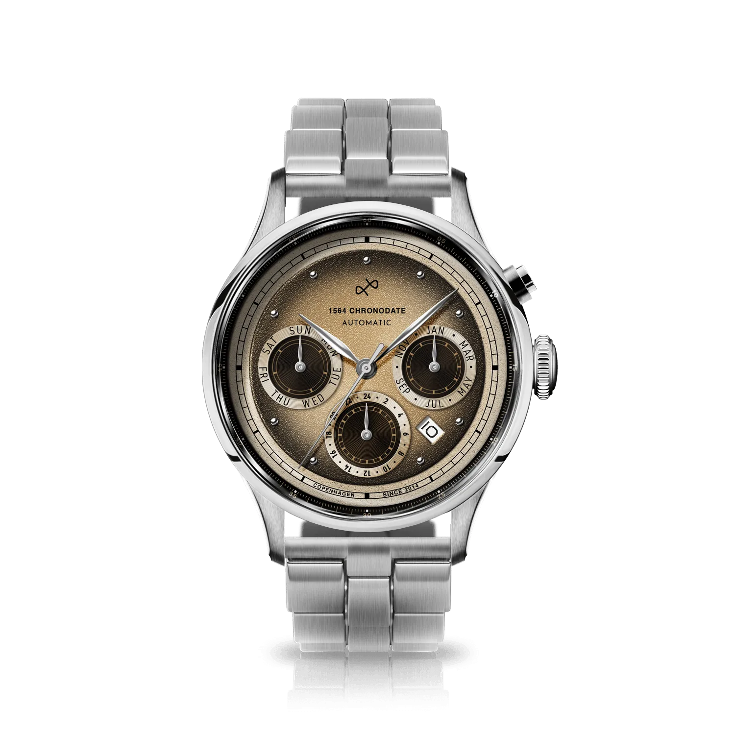 1564 Chronodate Automatic, Steel / Off White