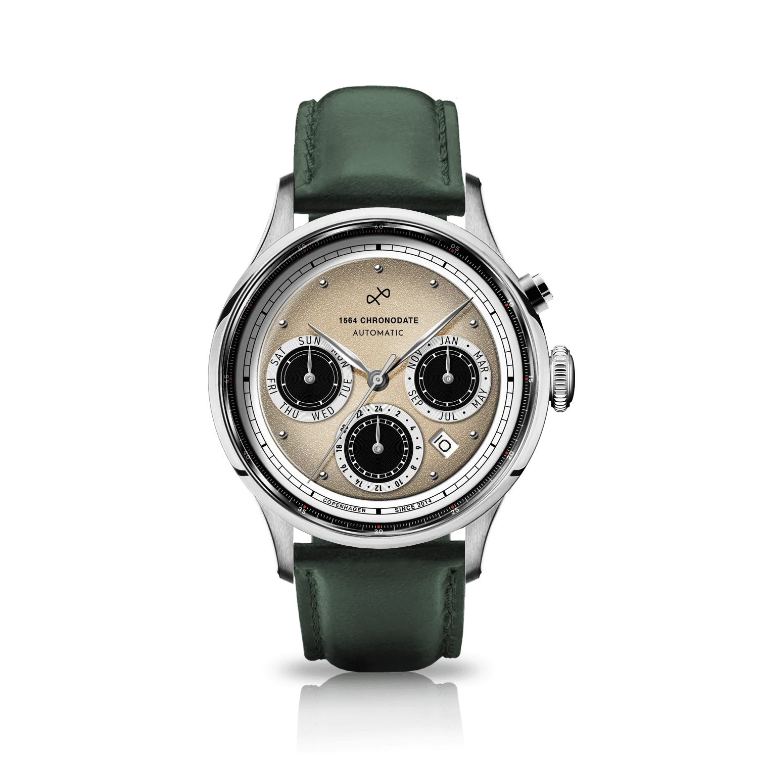1564 Chronodate Automatic, Steel / Off White