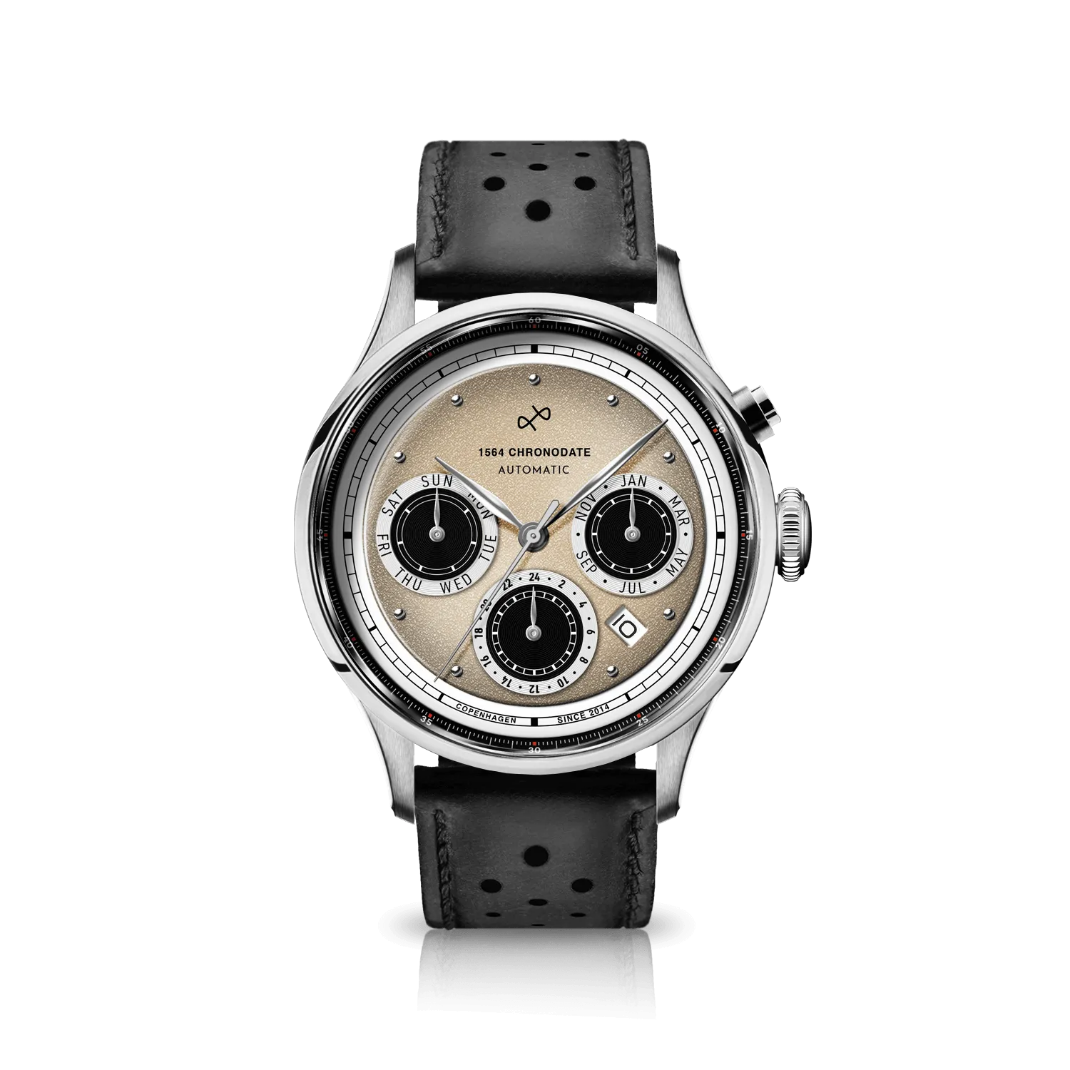 1564 Chronodate Automatic, Steel / Off White