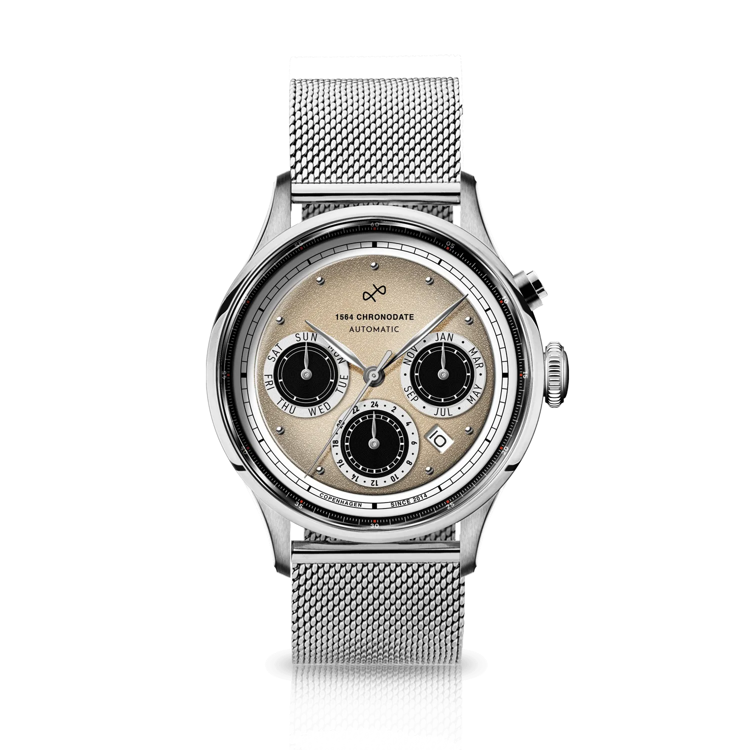 1564 Chronodate Automatic, Steel / Off White