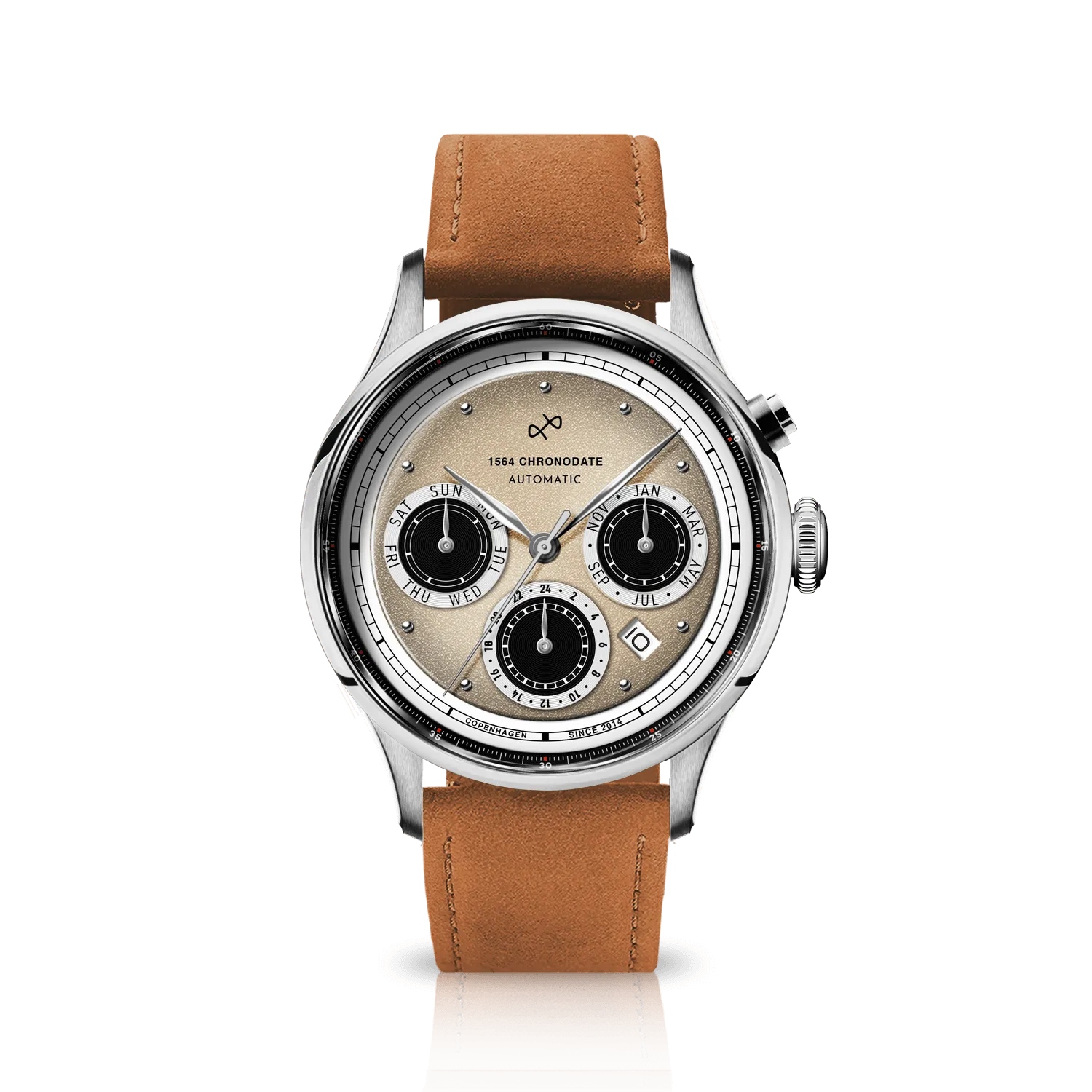1564 Chronodate Automatic, Steel / Off White