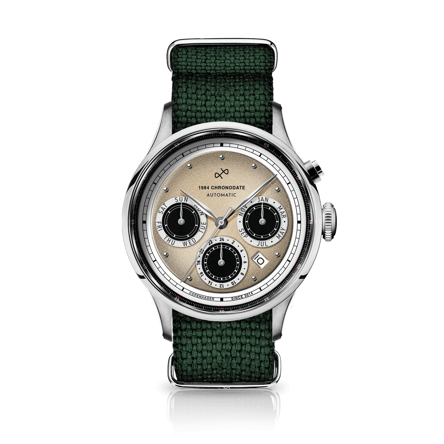 1564 Chronodate Automatic, Steel / Off White