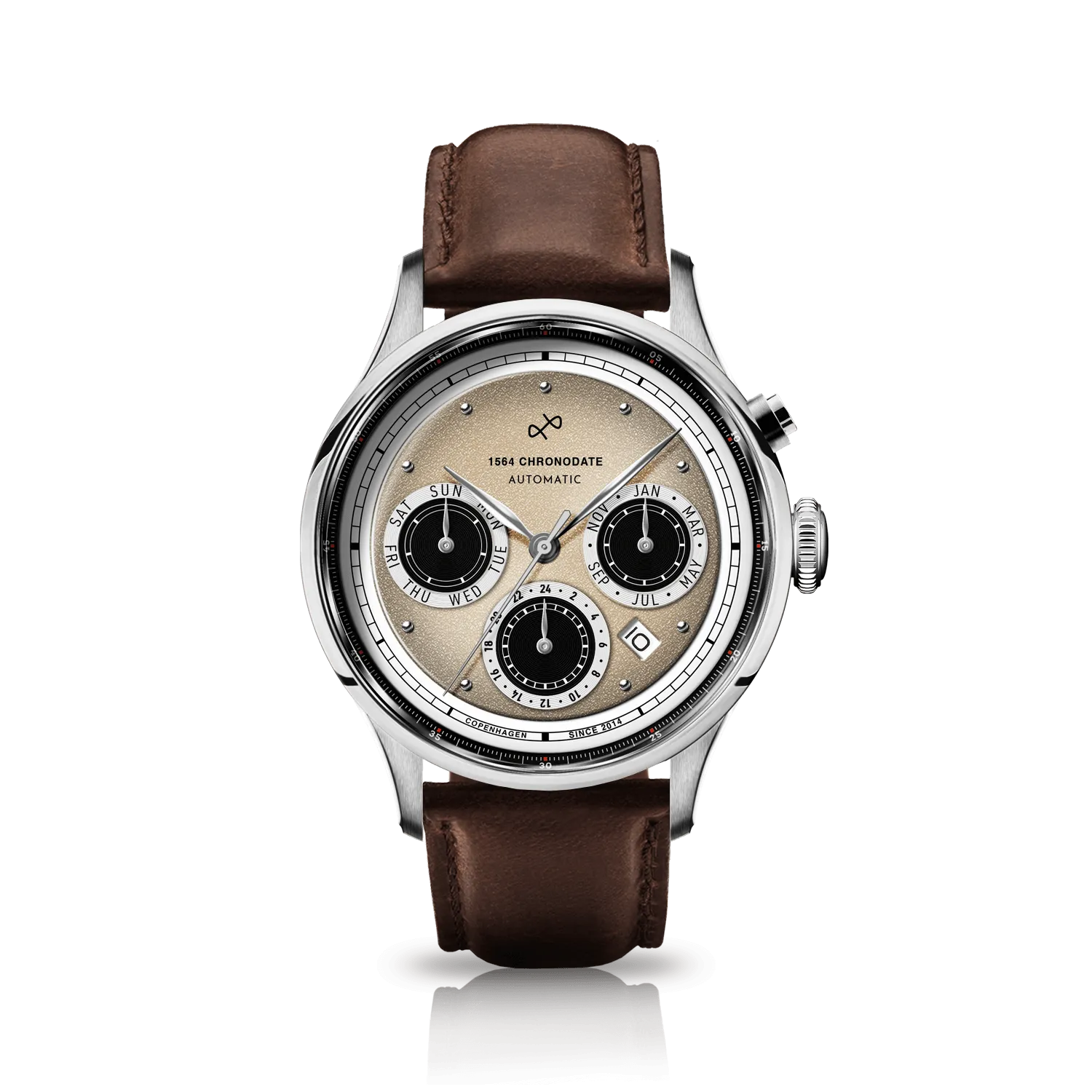 1564 Chronodate Automatic, Steel / Off White