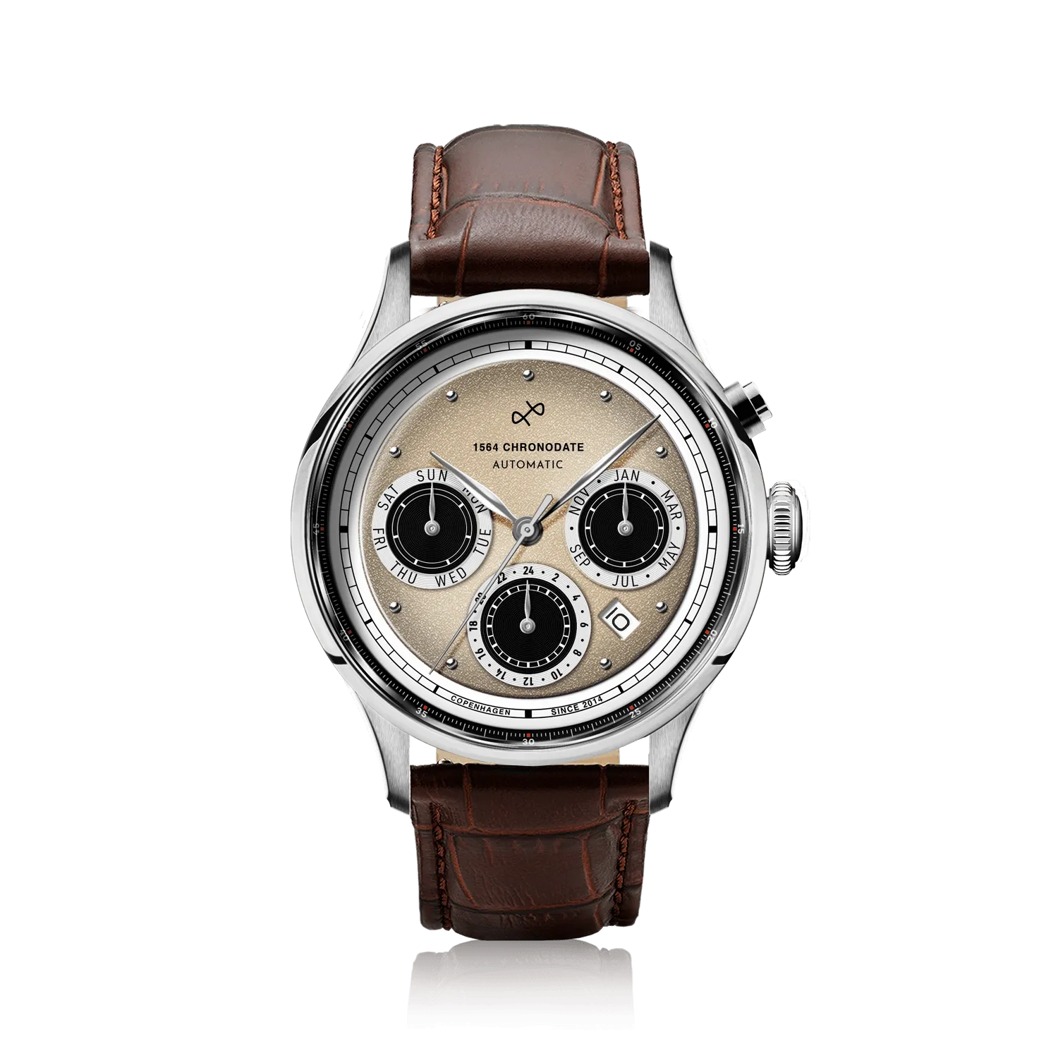 1564 Chronodate Automatic, Steel / Off White