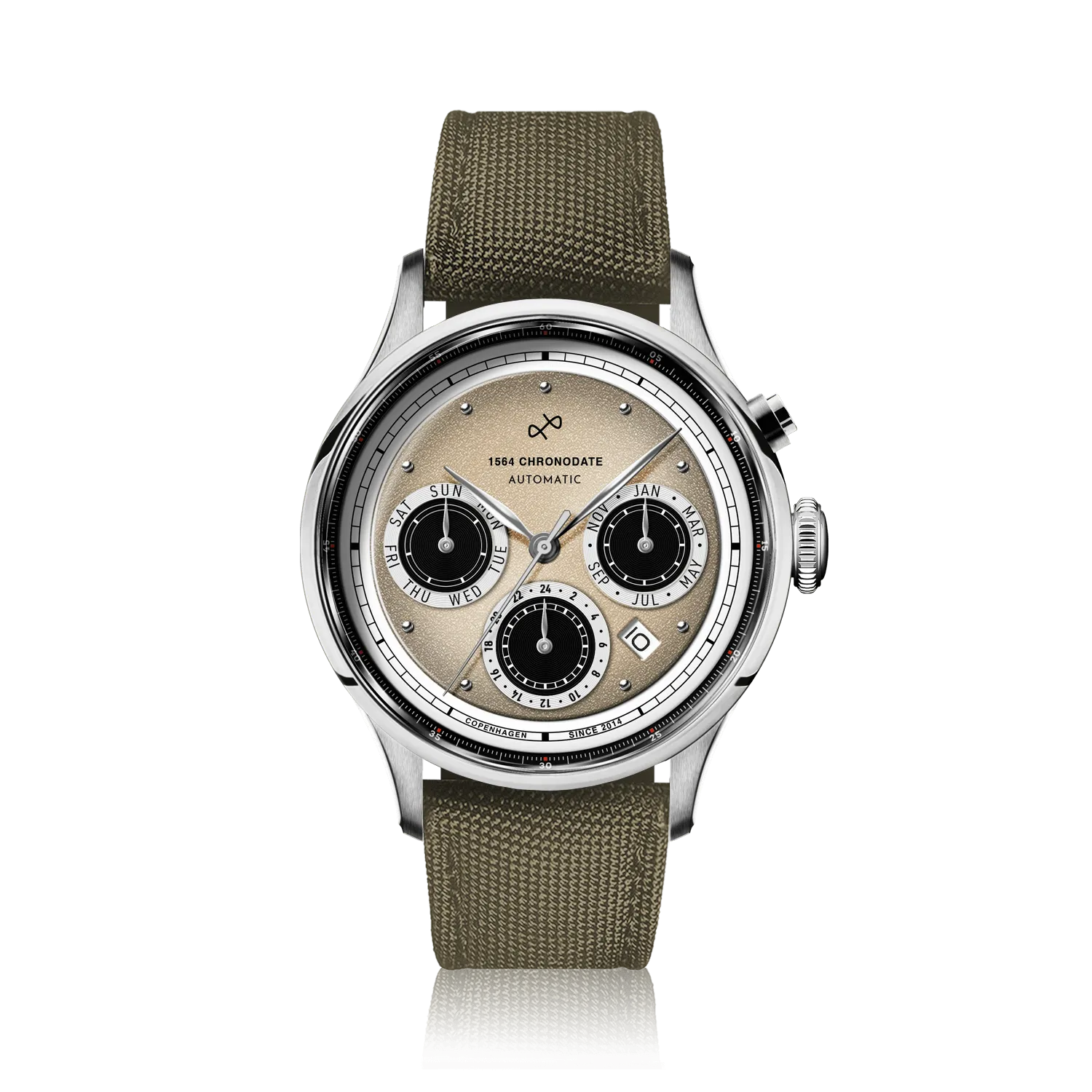 1564 Chronodate Automatic, Steel / Off White