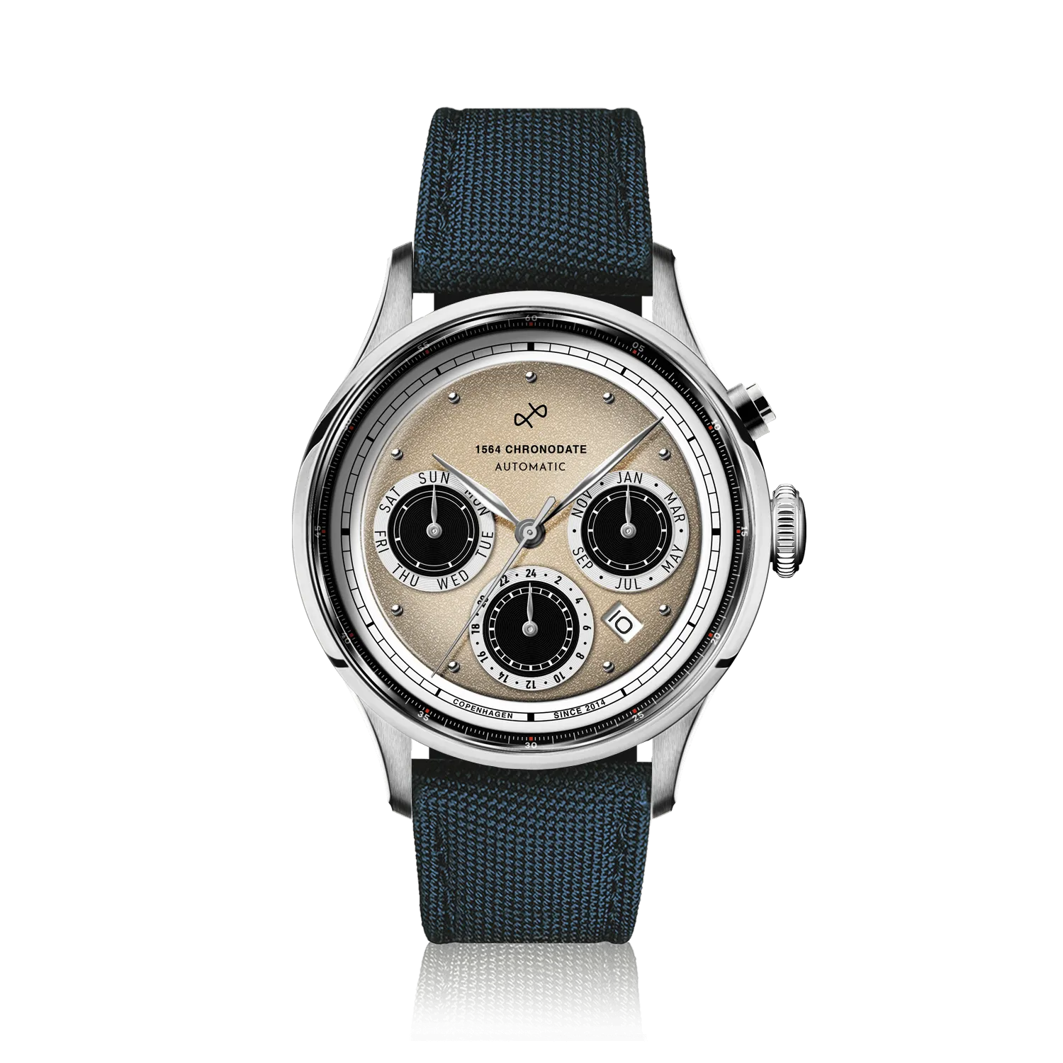 1564 Chronodate Automatic, Steel / Off White
