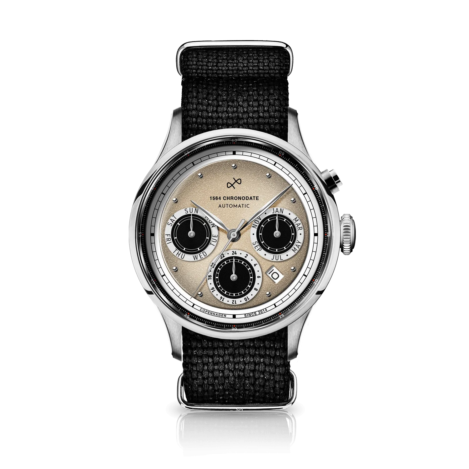1564 Chronodate Automatic, Steel / Off White