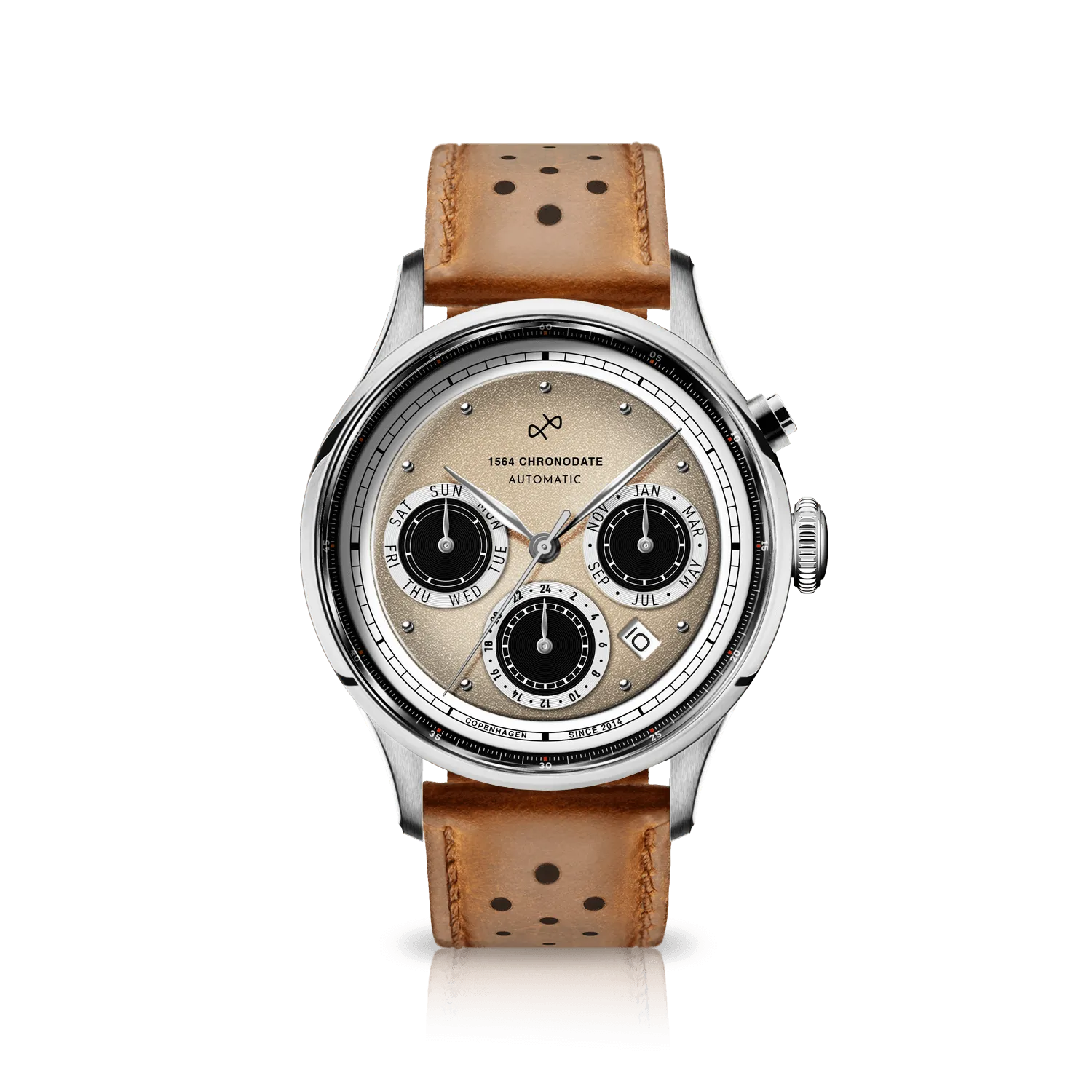 1564 Chronodate Automatic, Steel / Off White