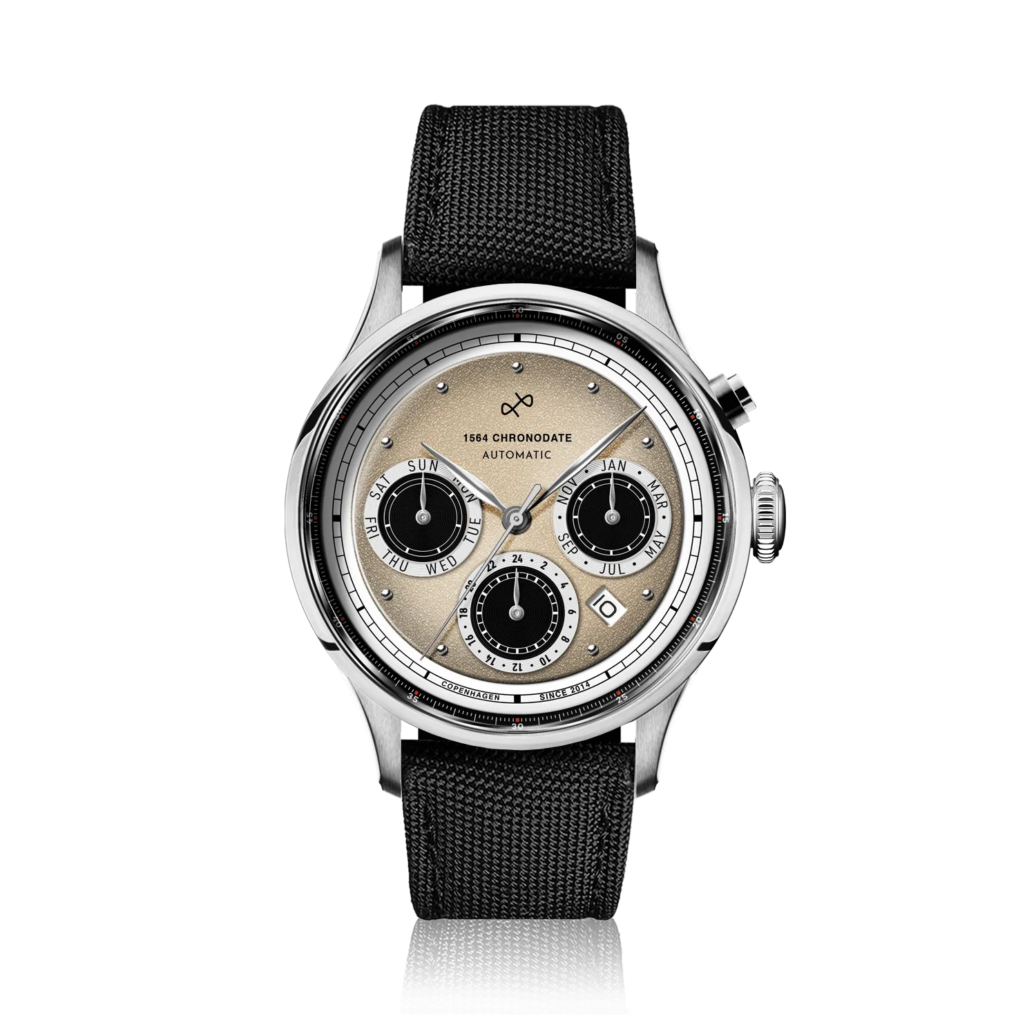 1564 Chronodate Automatic, Steel / Off White