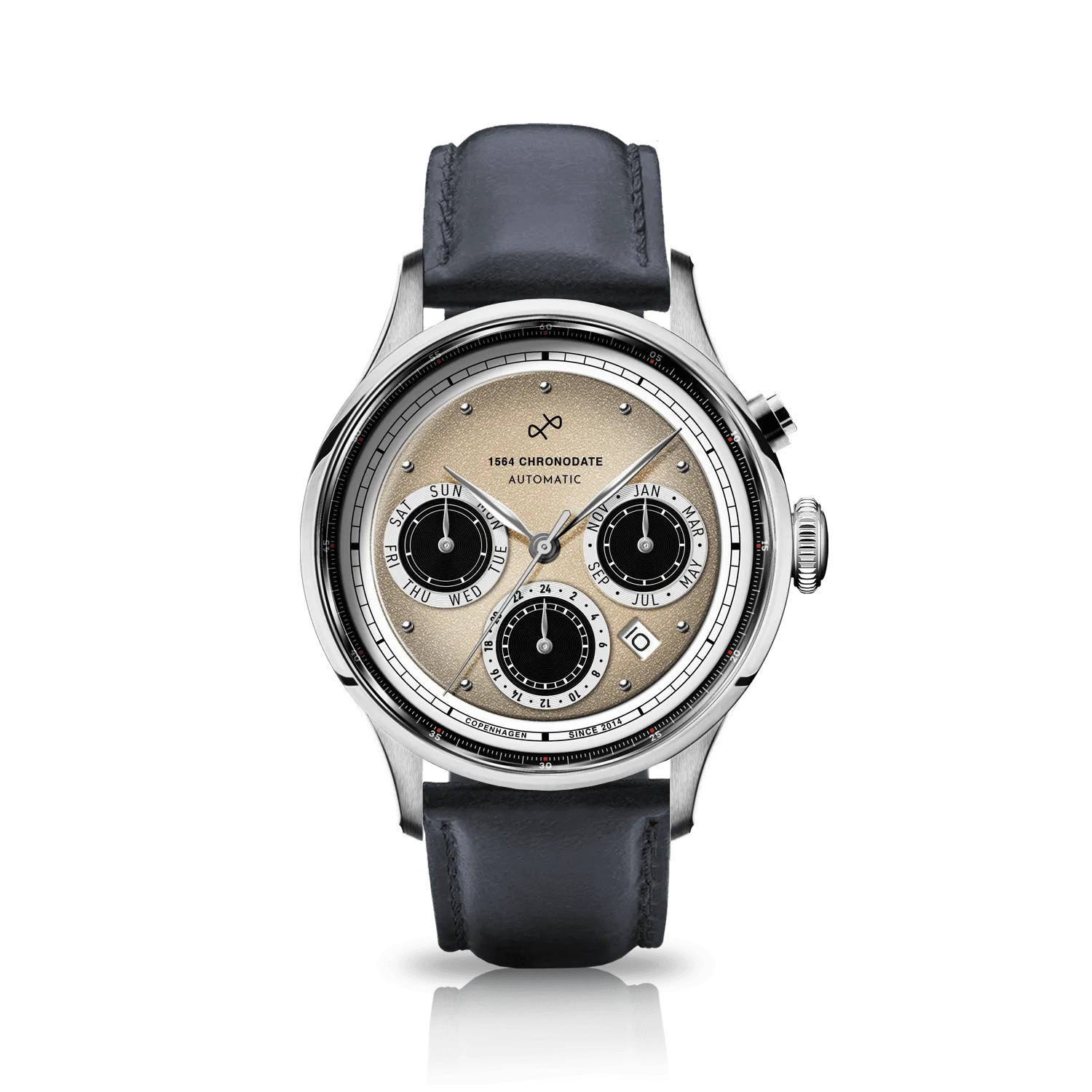 1564 Chronodate Automatic, Steel / Off White