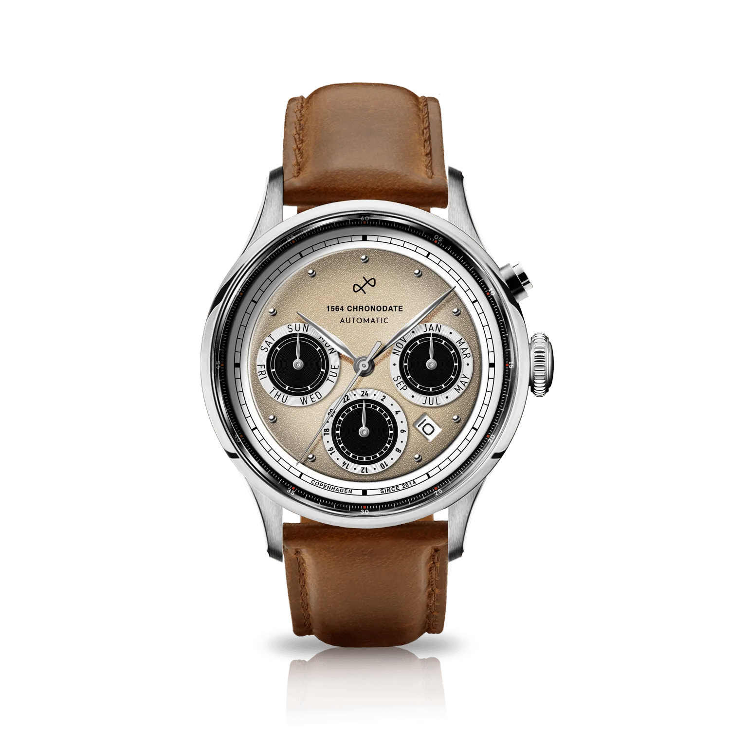 1564 Chronodate Automatic, Steel / Off White