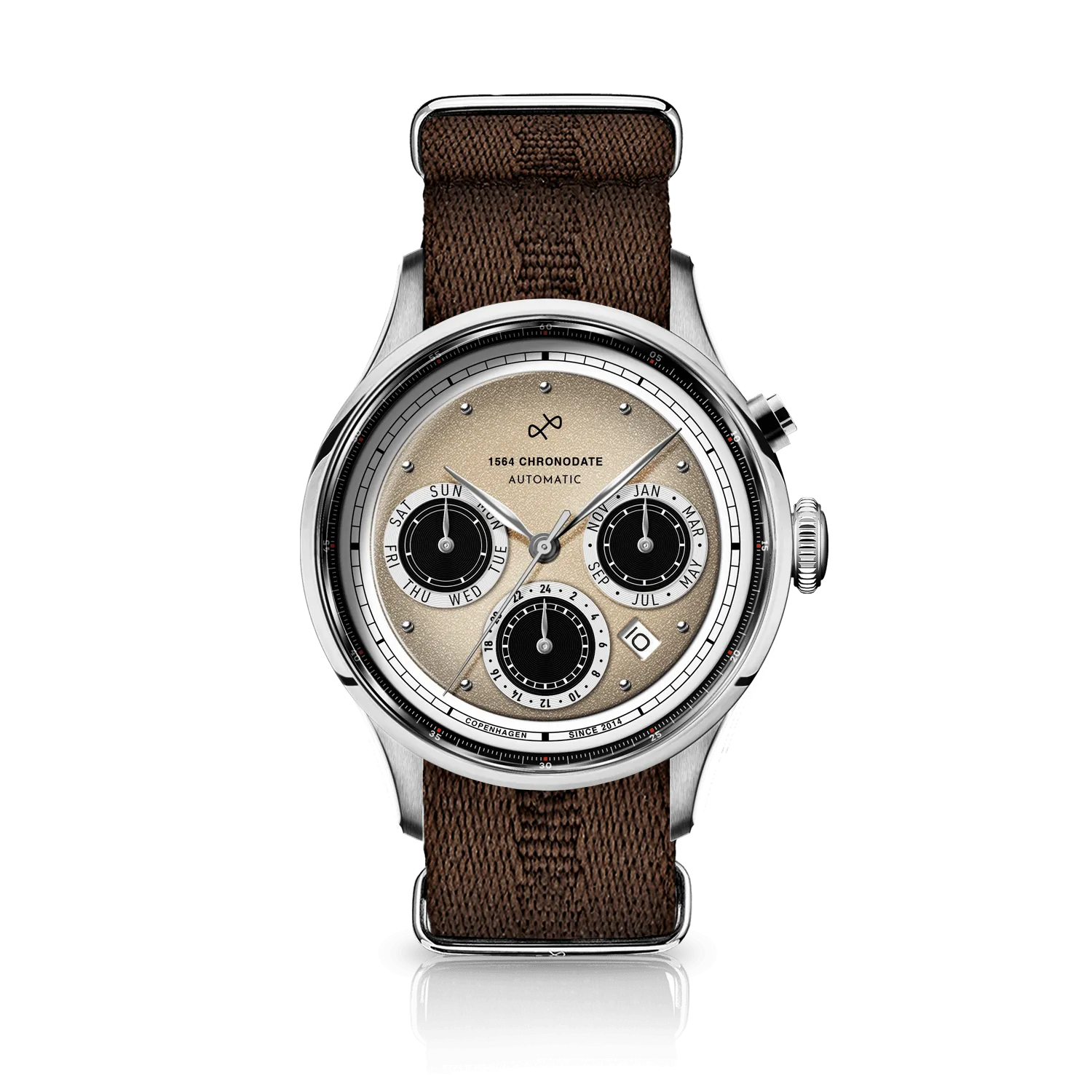 1564 Chronodate Automatic, Steel / Off White