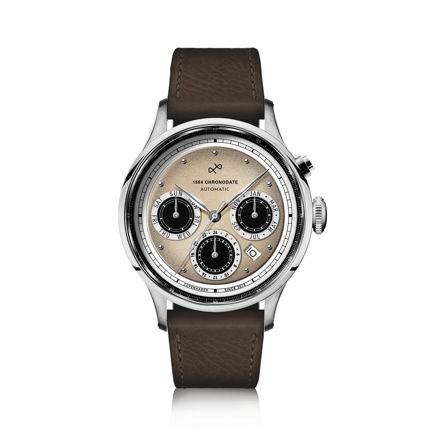 1564 Chronodate Automatic, Steel / Off White