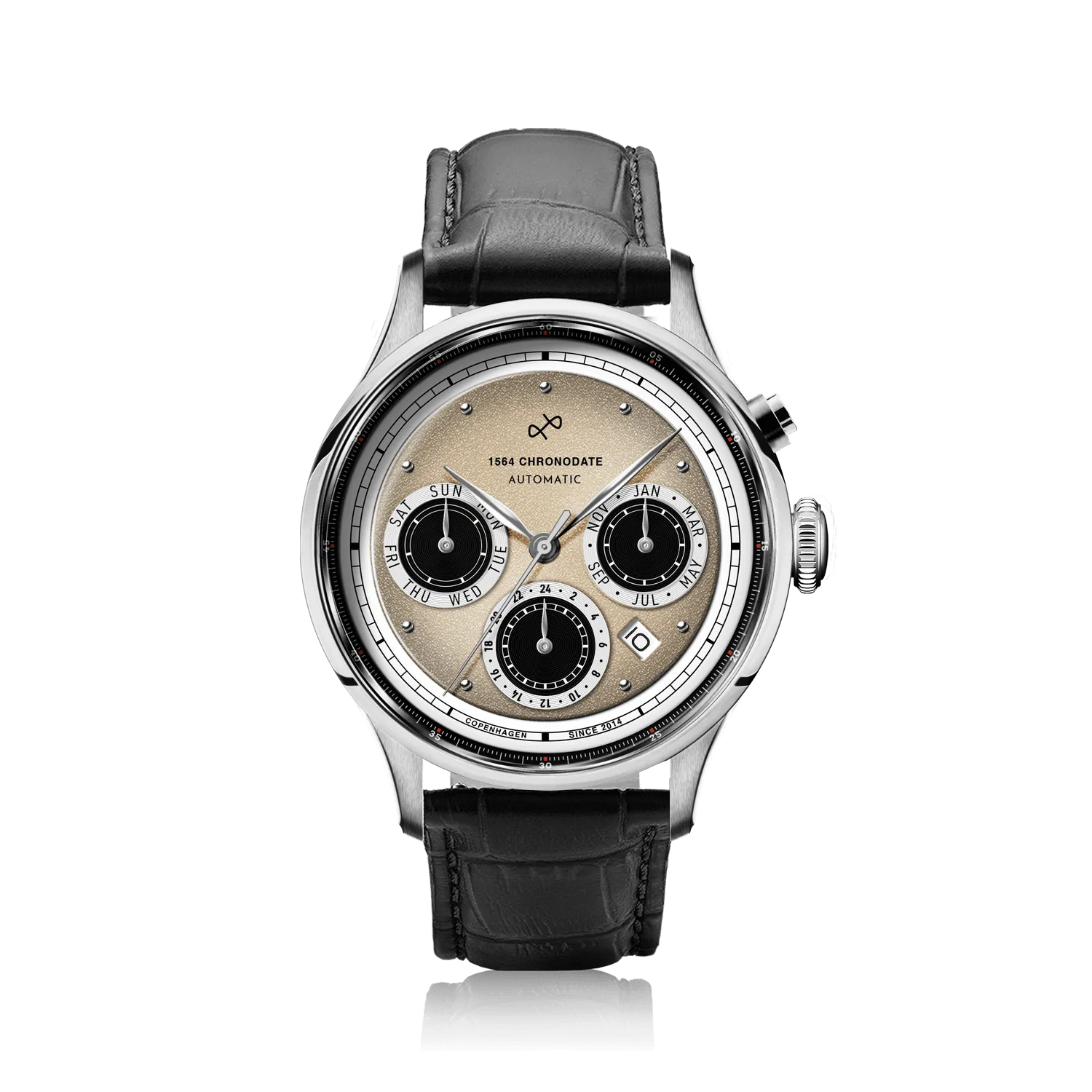 1564 Chronodate Automatic, Steel / Off White