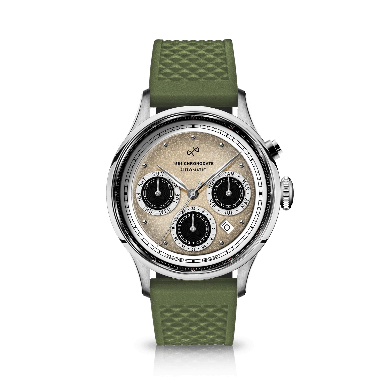 1564 Chronodate Automatic, Steel / Off White