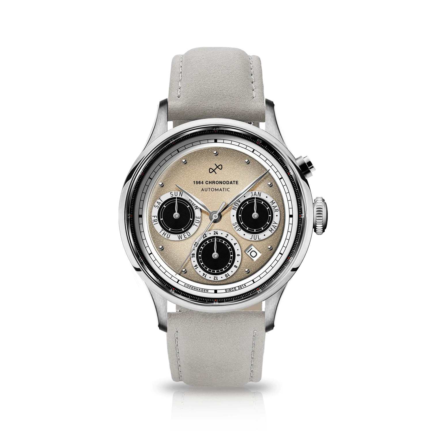 1564 Chronodate Automatic, Steel / Off White