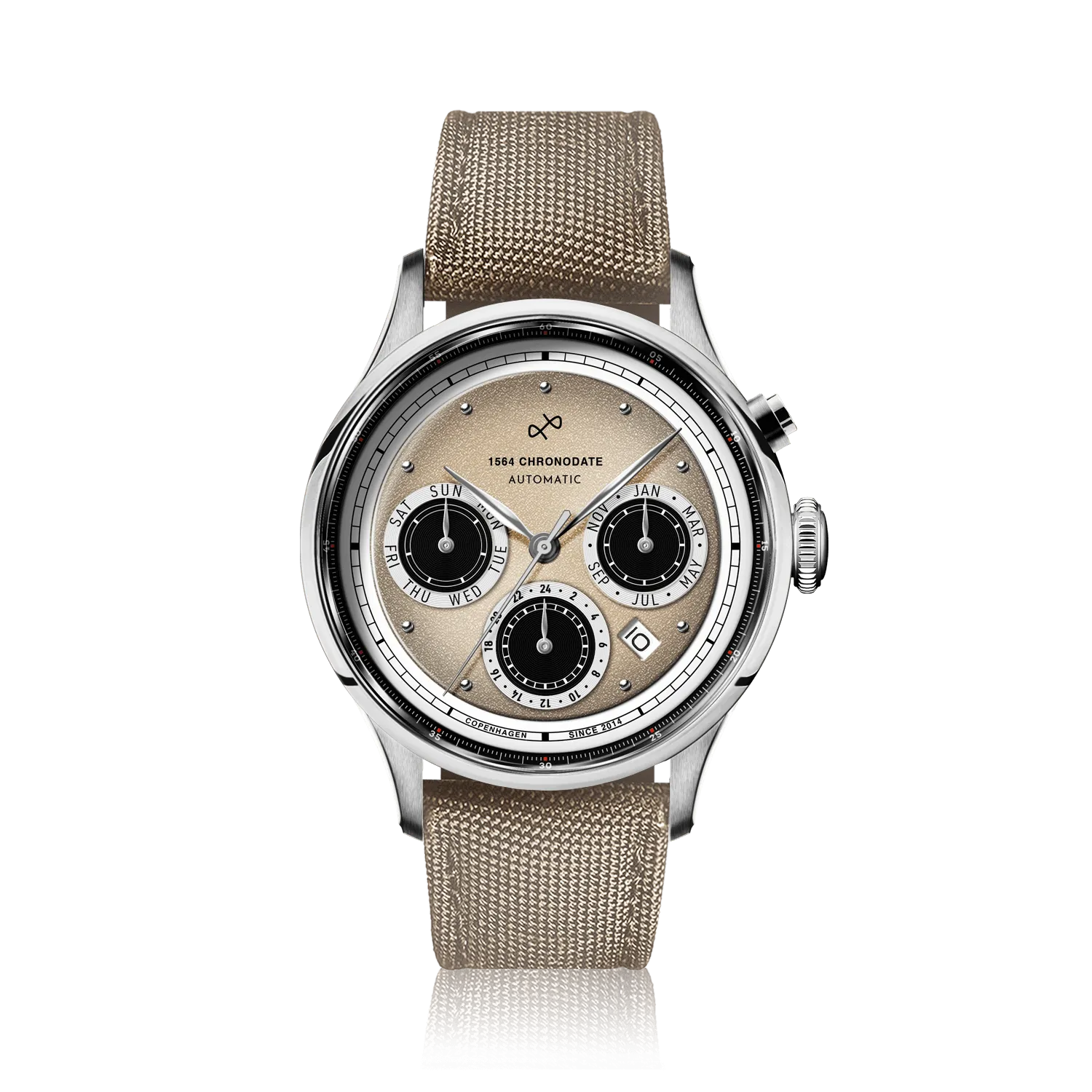 1564 Chronodate Automatic, Steel / Off White