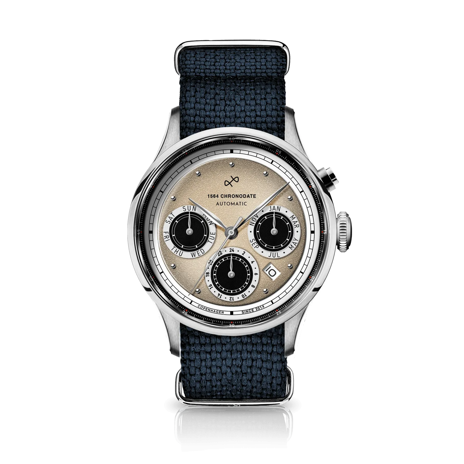 1564 Chronodate Automatic, Steel / Off White