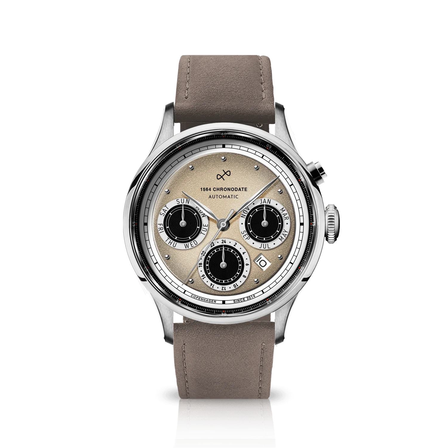 1564 Chronodate Automatic, Steel / Off White