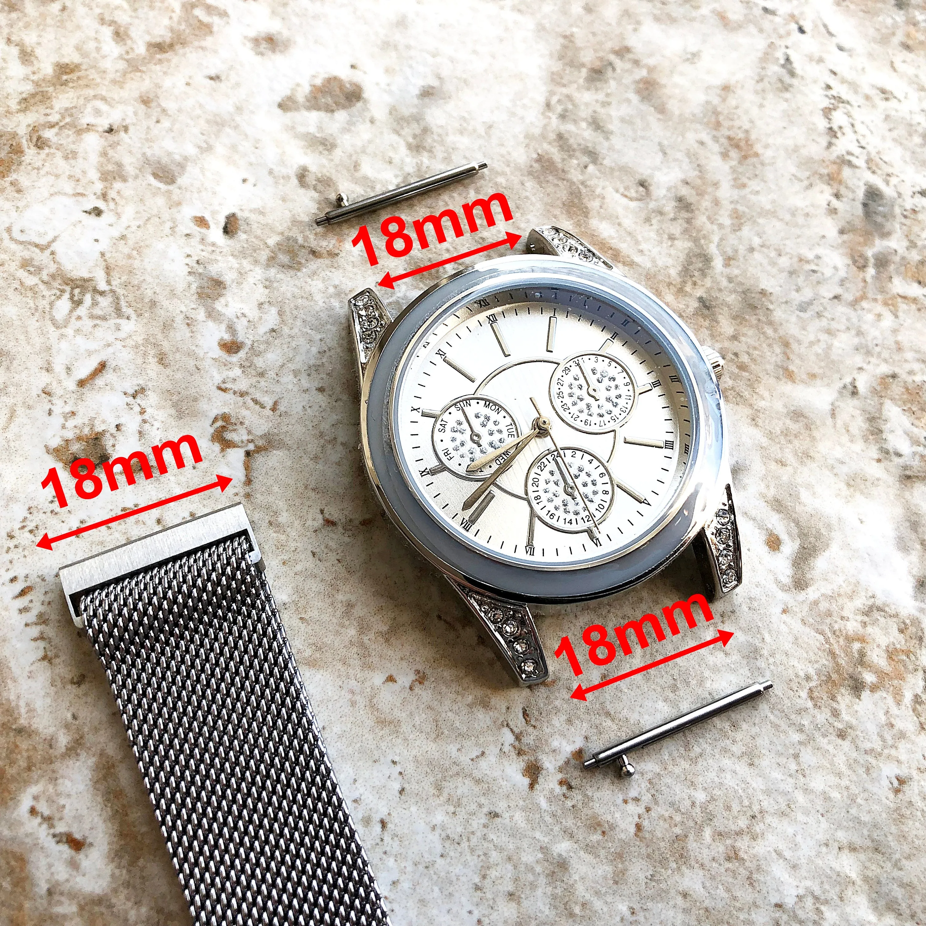 18mm Lug Width Band Strap for Luxury Smart Traditional Wrist Watches Adjustable Stainless Steel Milanese Mesh Bracelet Magnetic Closure