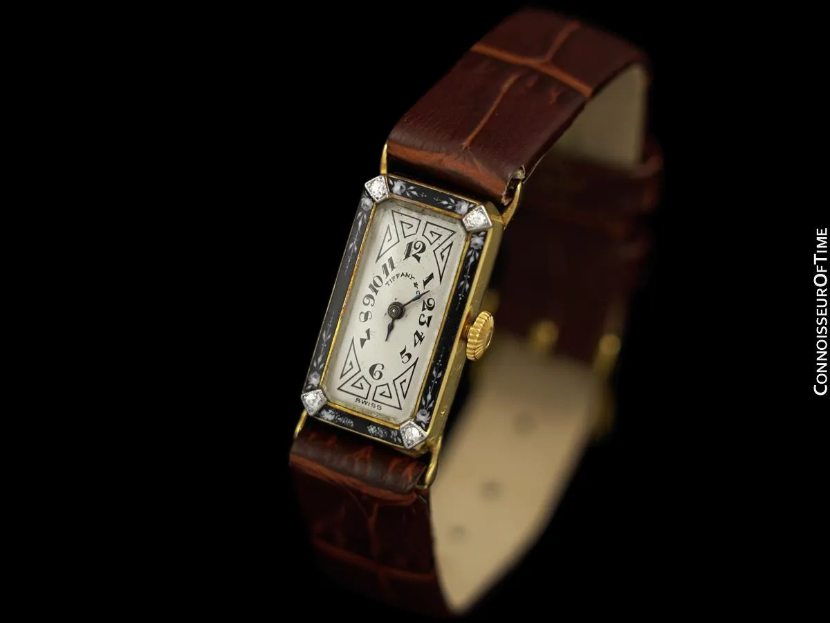 1910's Patek Philippe Tiffany & Co. Vintage Art Nouveau Ladies Watch - 18K Gold, Diamonds & Enamel