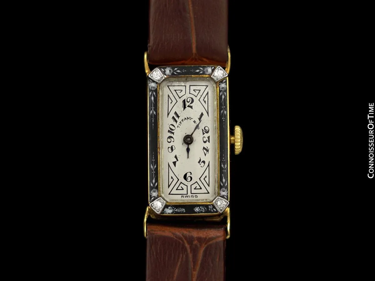 1910's Patek Philippe Tiffany & Co. Vintage Art Nouveau Ladies Watch - 18K Gold, Diamonds & Enamel