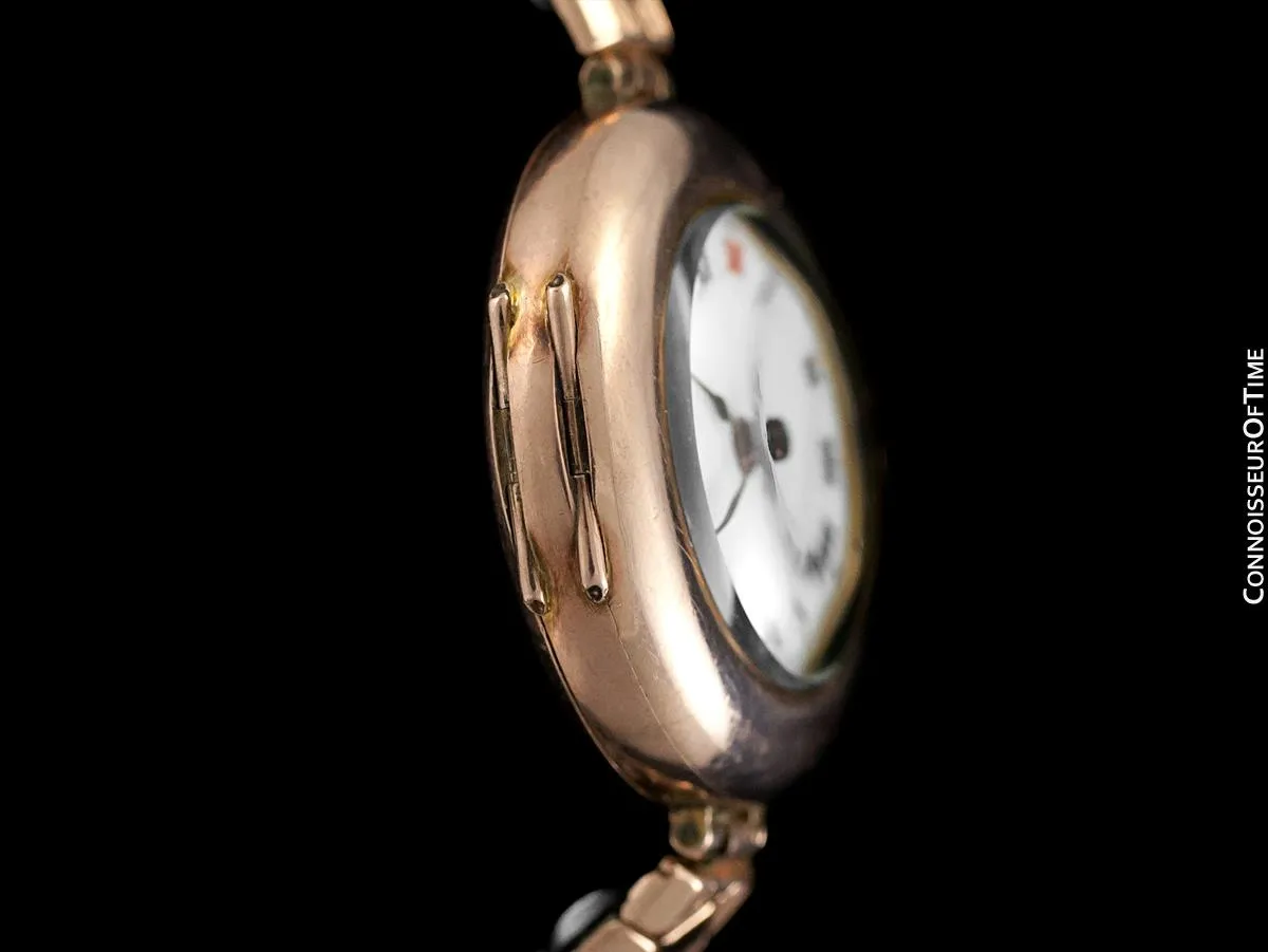 1910's Rolex Ladies Vintage Art Deco Watch - 9K Rose Gold