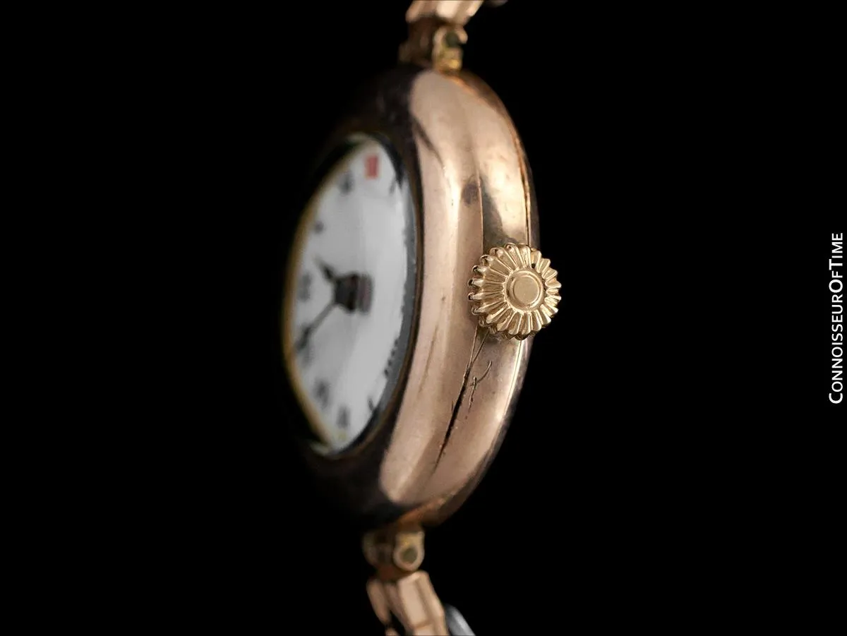 1910's Rolex Ladies Vintage Art Deco Watch - 9K Rose Gold