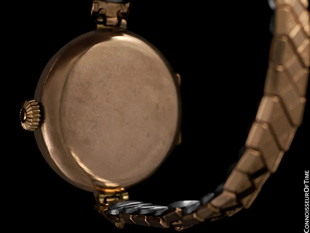 1910's Rolex Ladies Vintage Art Deco Watch - 9K Rose Gold
