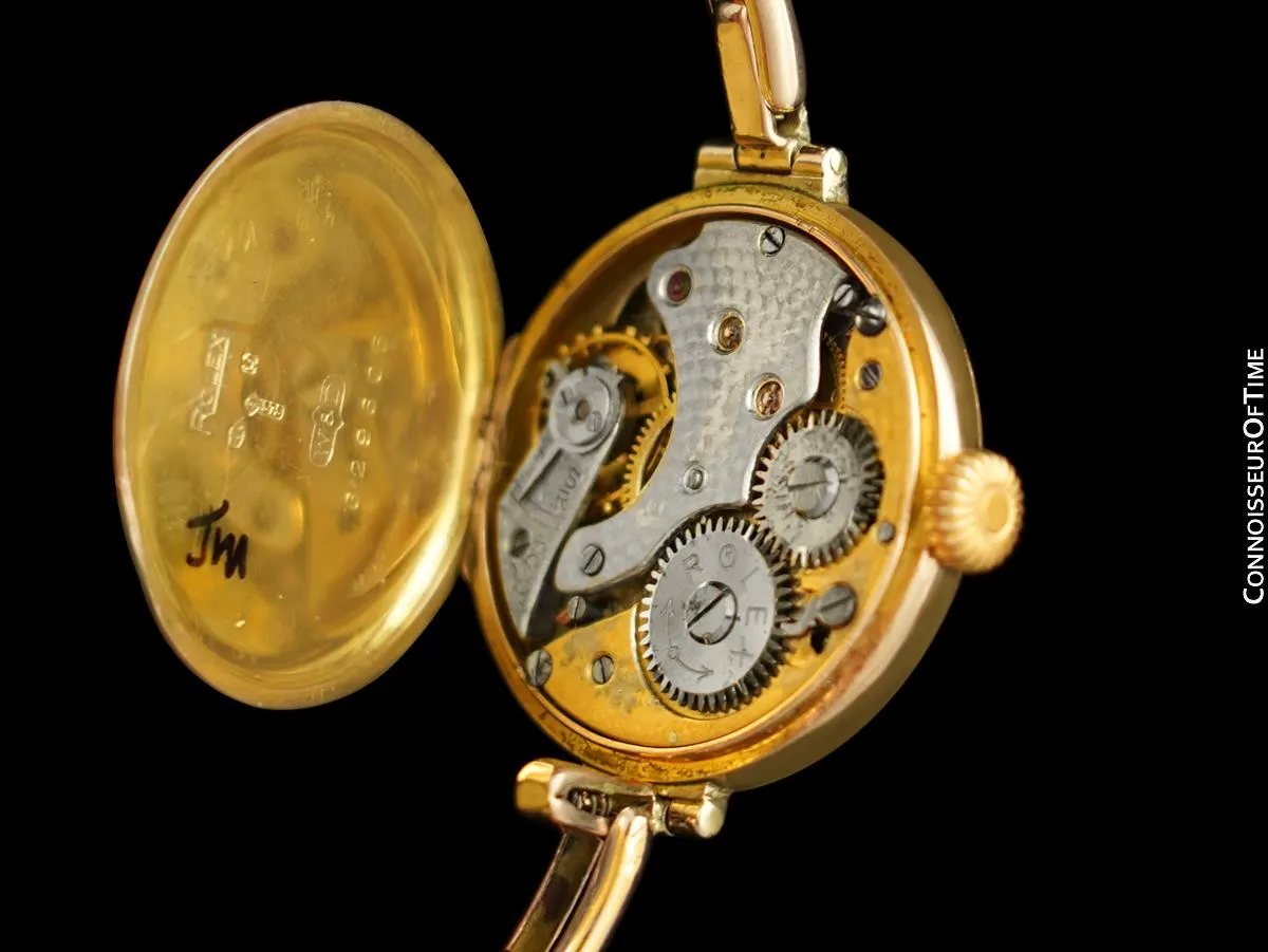 1910's Rolex Ladies Vintage Art Deco Watch with Original Box - 9K Rose Gold