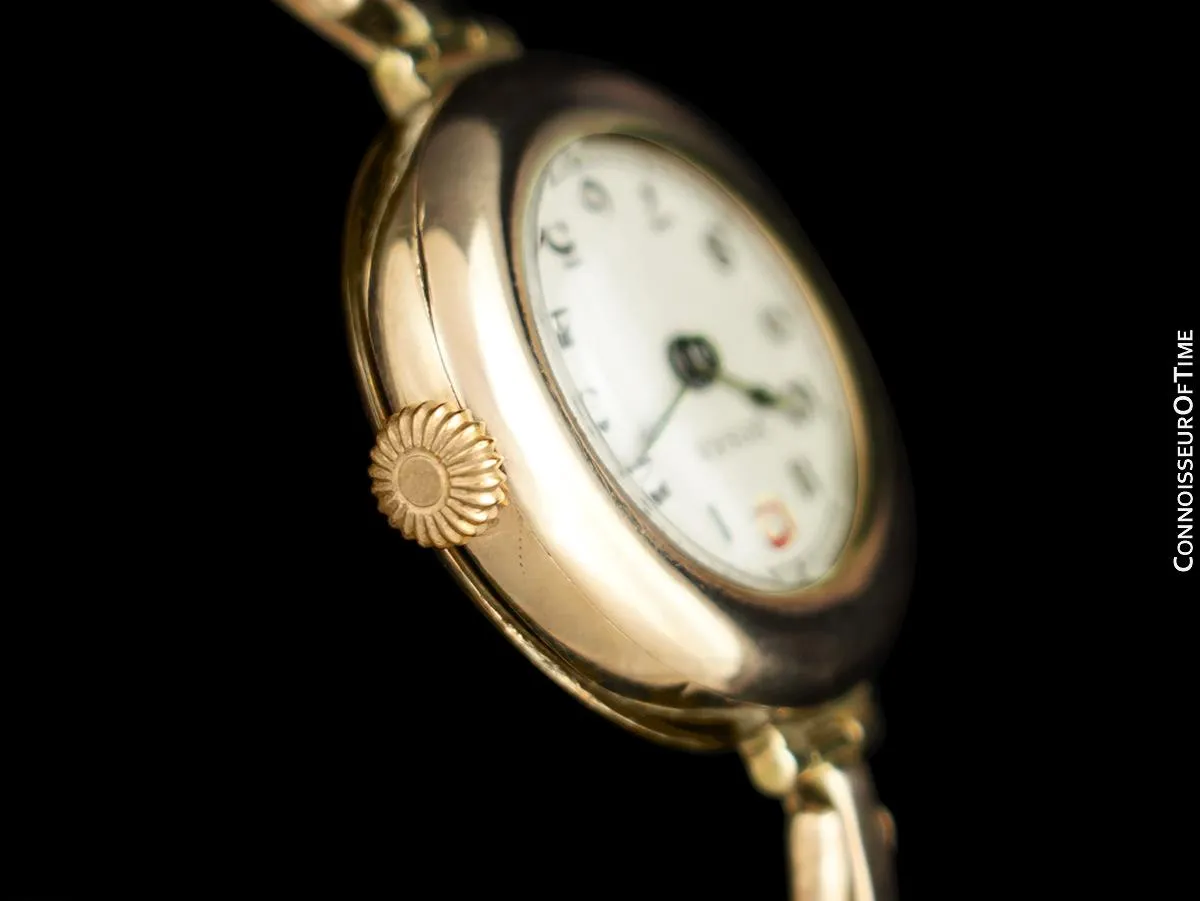 1910's Rolex Ladies Vintage Art Deco Watch with Original Box - 9K Rose Gold