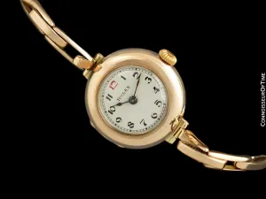 1910's Rolex Ladies Vintage Art Deco Watch with Original Box - 9K Rose Gold