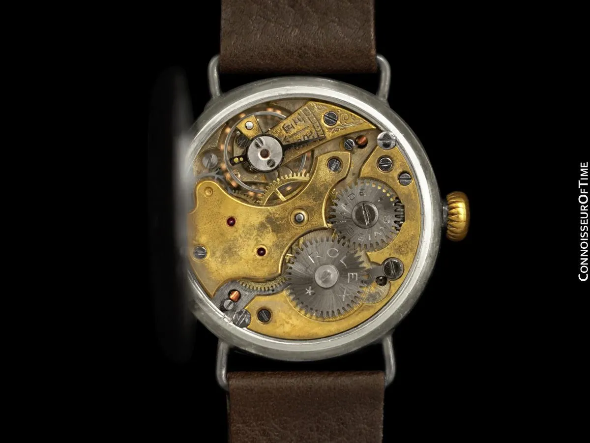 1916 Rolex Rare Vintage Mens World War I Era Military Officers Trench Watch - Sterling Silver