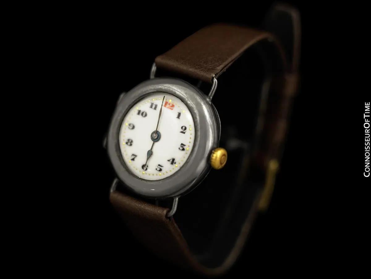 1916 Rolex Rare Vintage Mens World War I Era Military Officers Trench Watch - Sterling Silver
