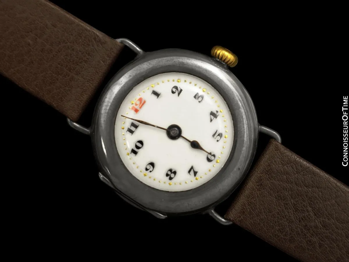 1916 Rolex Rare Vintage Mens World War I Era Military Officers Trench Watch - Sterling Silver