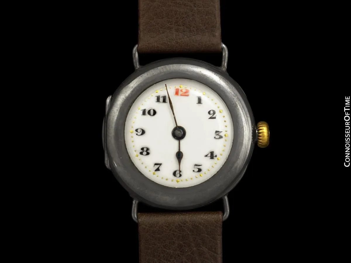 1916 Rolex Rare Vintage Mens World War I Era Military Officers Trench Watch - Sterling Silver