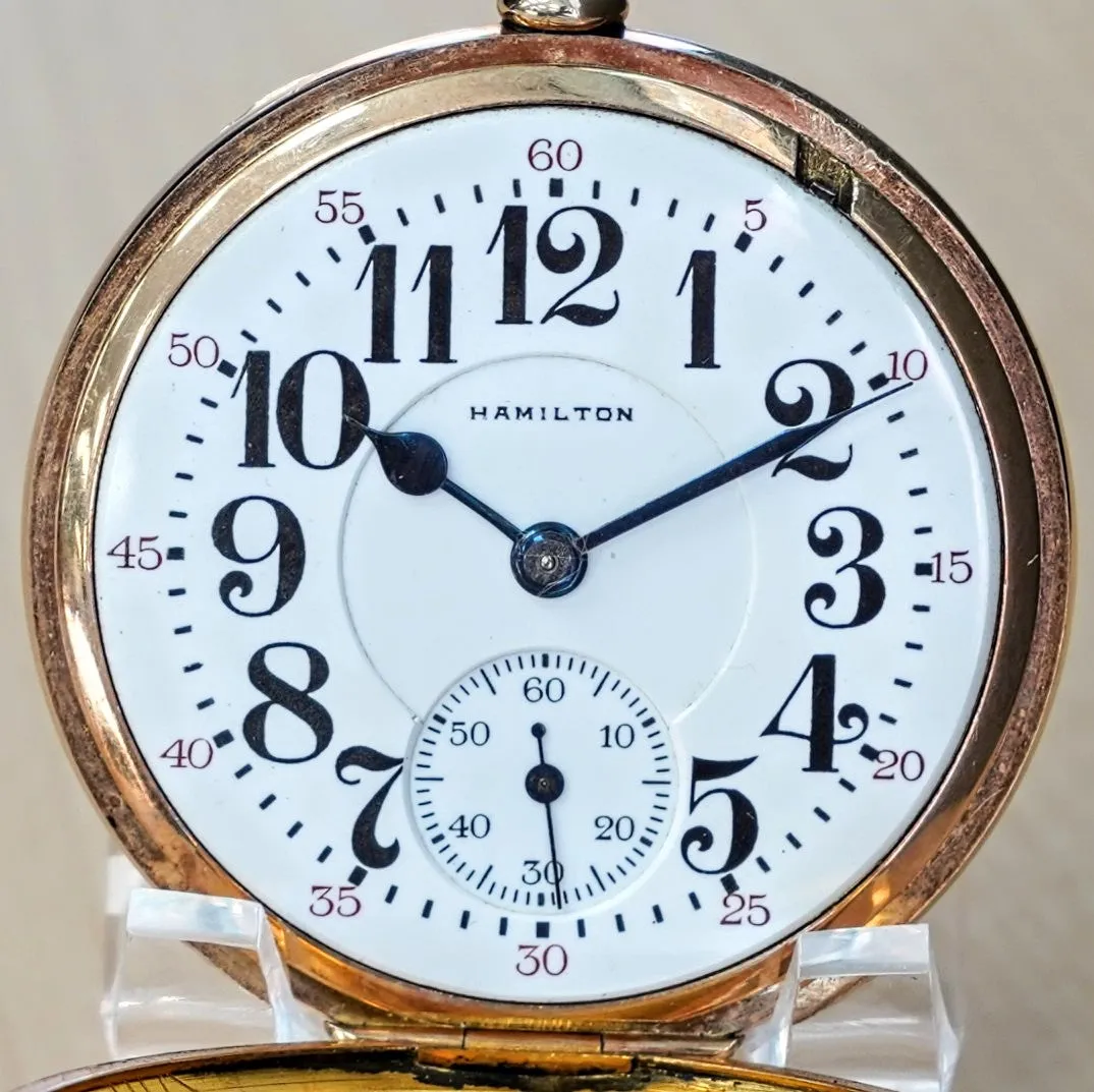 1920 HAMILTON Railroad Pocket Watch 21 Jewels Grade 992 Lever Set - Made in U.S.A.
