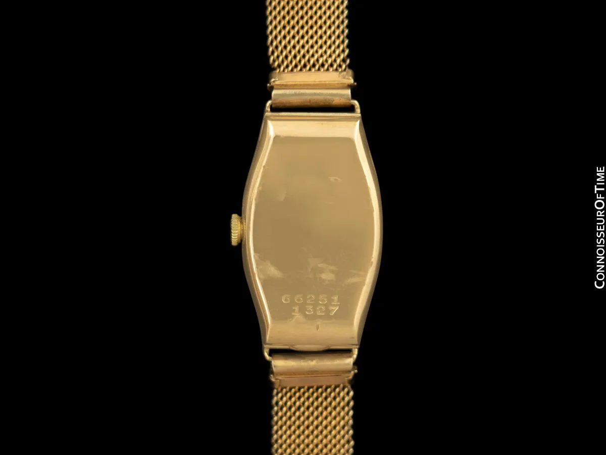 1930's Rolex Art Nouveau Vintage Ladies Tonneau Watch - 9K Rose Gold