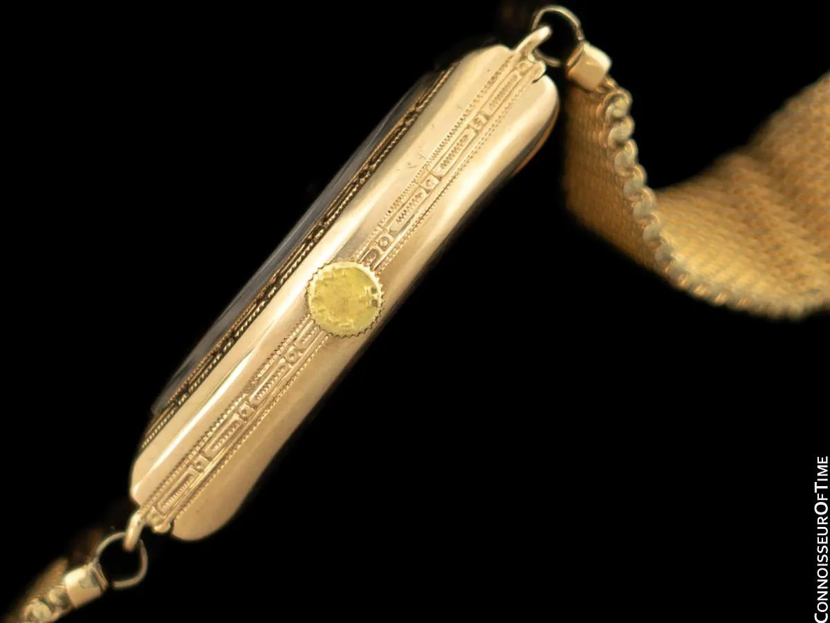 1930's Rolex Art Nouveau Vintage Ladies Tonneau Watch - 9K Rose Gold