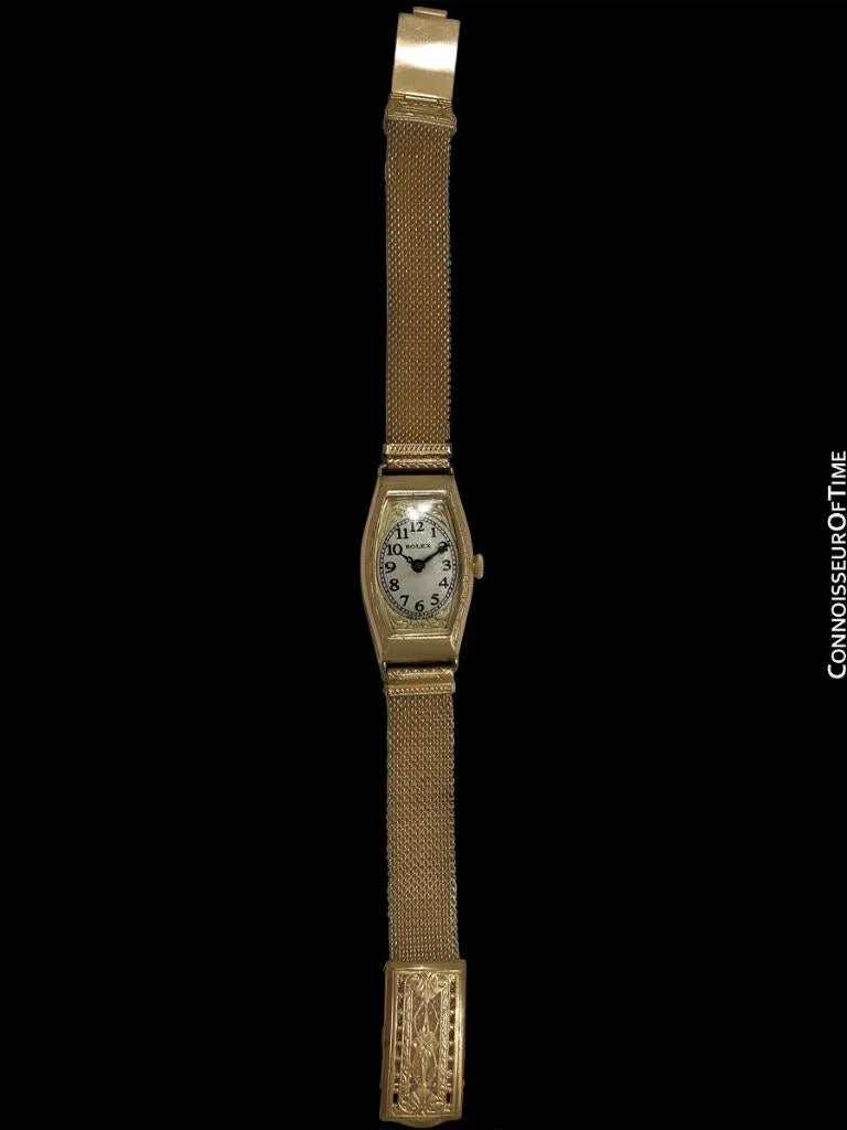 1930's Rolex Art Nouveau Vintage Ladies Tonneau Watch - 9K Rose Gold