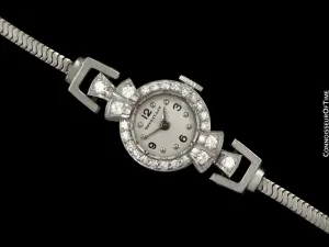 1930's Tiffany & Co. Cressarrow Vintage Art Deco Ladies Watch - Platinum & Diamonds
