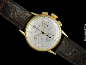 1944 Jaeger (LeCoultre) Vintage Mens World War II Era Full Size Chronograph Watch - 18K Gold