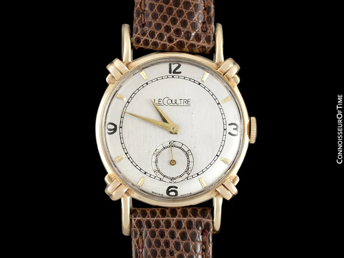 1947 Jaeger-LeCoultre Vintage Mens Midsize Watch, Beautiful Case - 14K Gold