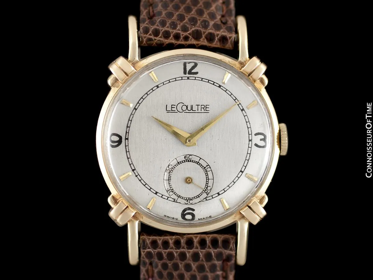1947 Jaeger-LeCoultre Vintage Mens Midsize Watch, Beautiful Case - 14K Gold