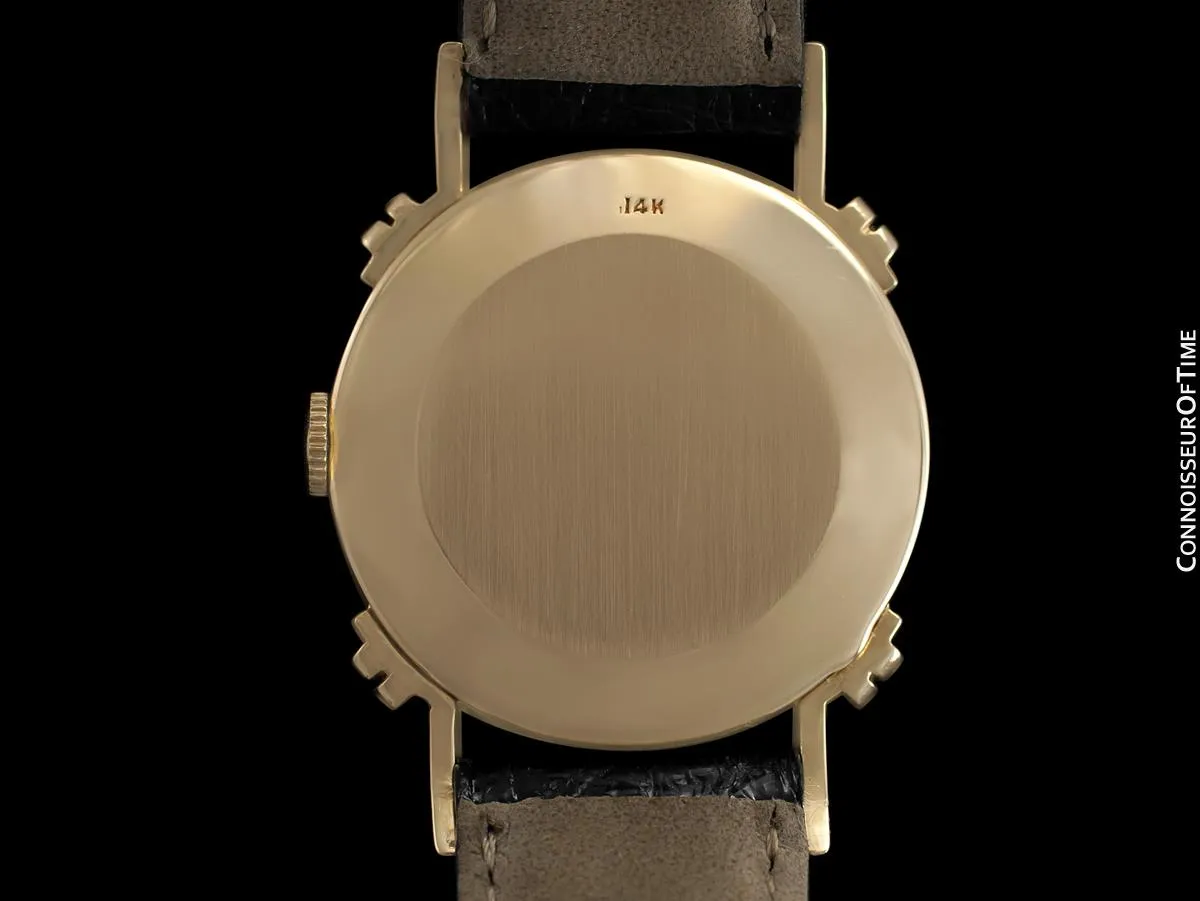 1948 Jaeger-LeCoultre Vintage Mens Midsize Watch, Beautiful Case - 14K Gold