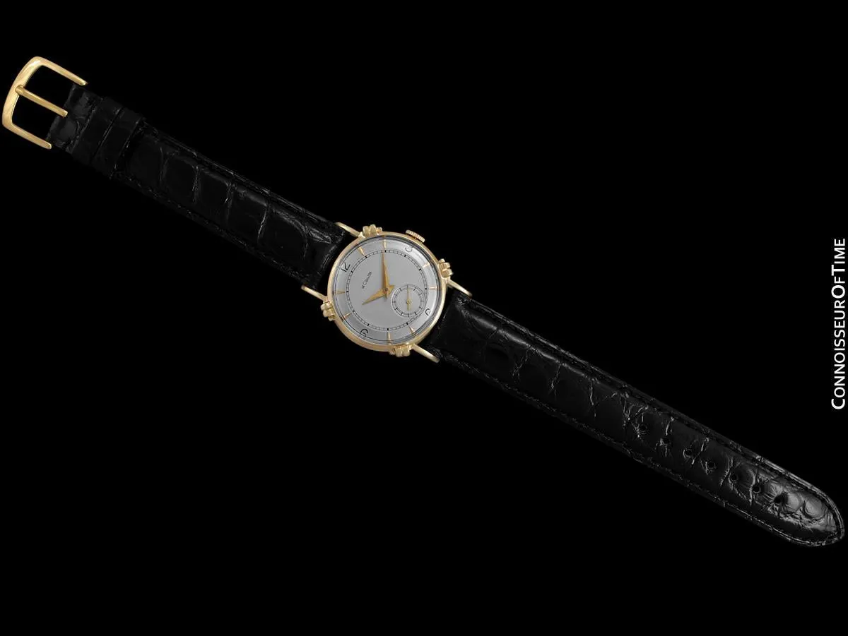 1948 Jaeger-LeCoultre Vintage Mens Midsize Watch, Beautiful Case - 14K Gold